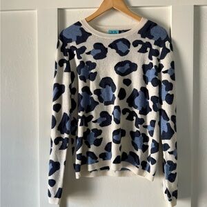 Blue Leopard Print Sweater